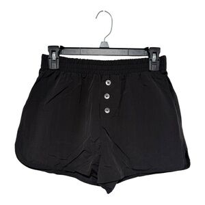 Button-Front Dolphin-Hem Shorts